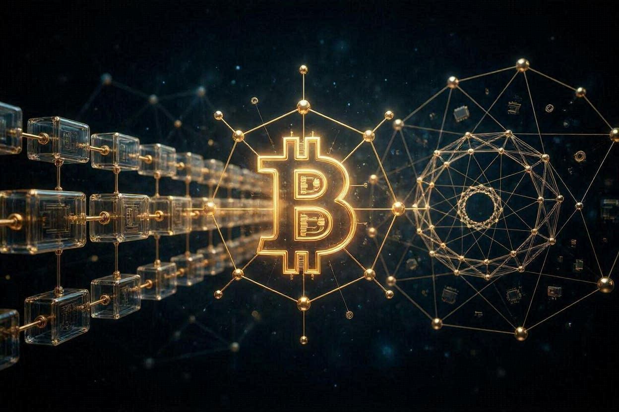 Che cos'è Bitcoin e come funziona — rappresentazione grafica della rete blockchain
