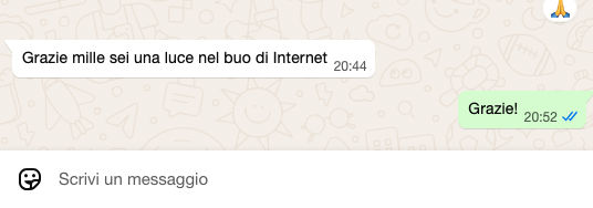 Cosa dicono di noi — nuovo complimento di un utente CryptoGrassini.com