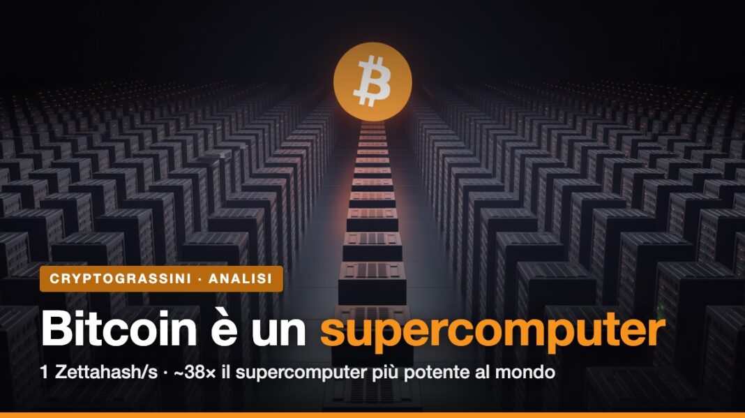 bitcoin-supercomputer Bitcoin e un supercomputer decentralizzato: 1 Zettahash al secondo, 38 volte El Capitan