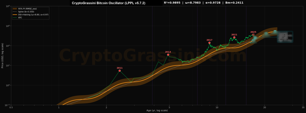 Modello LPPL CryptoGrassini per Bitcoin (valori riservati)