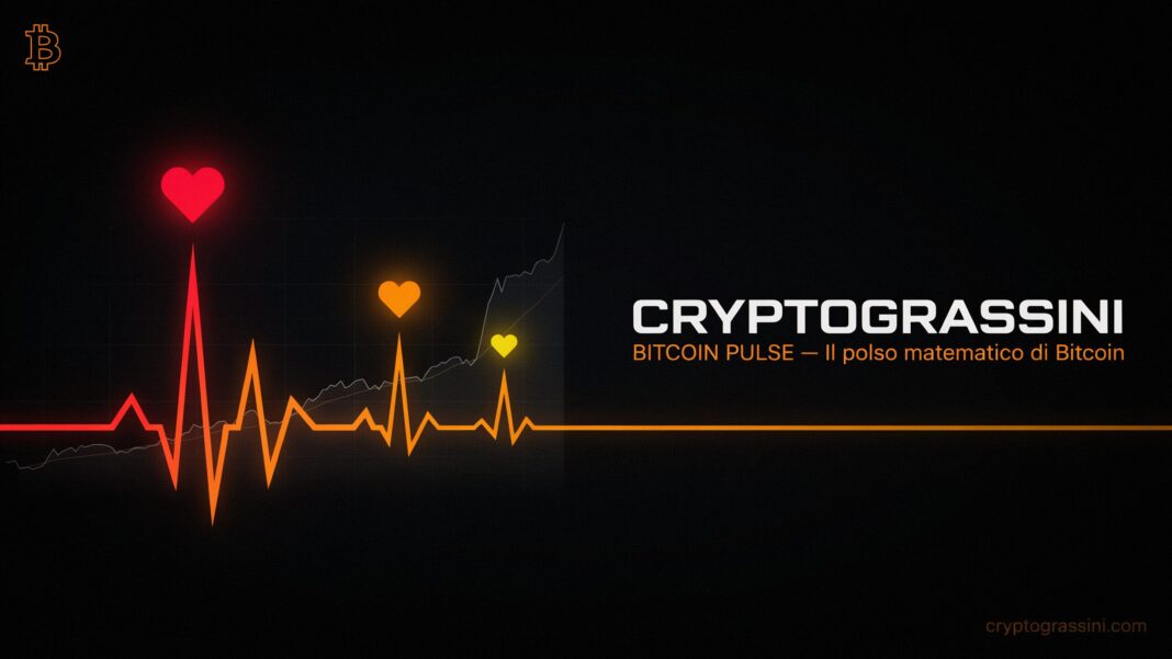 Cryptograssini Bitcoin Pulse: il polso matematico di Bitcoin con tre cuori sovrapposti