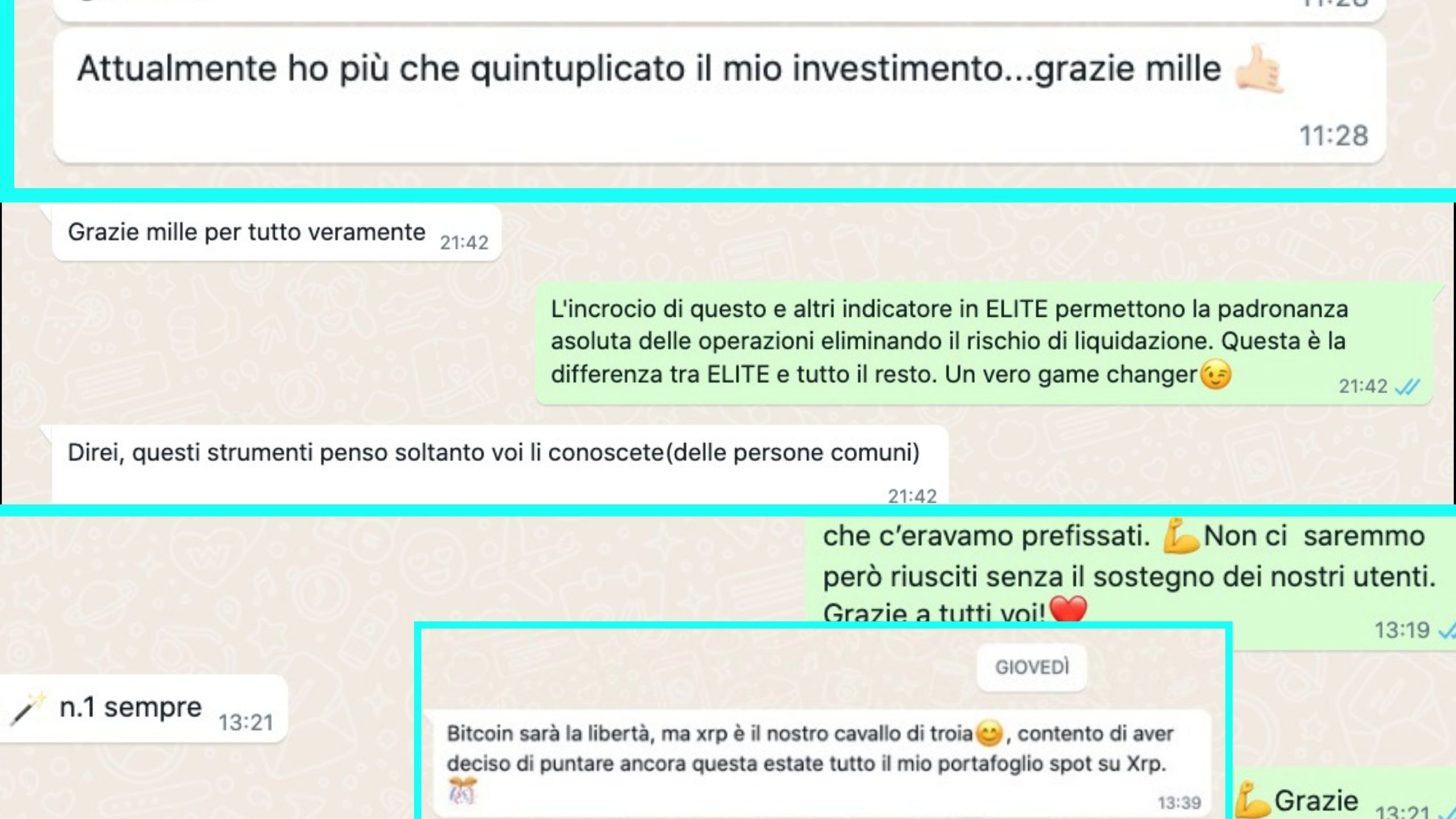 Cosa dicono di noi i nostri utenti — feedback WhatsApp CryptoGrassini.com