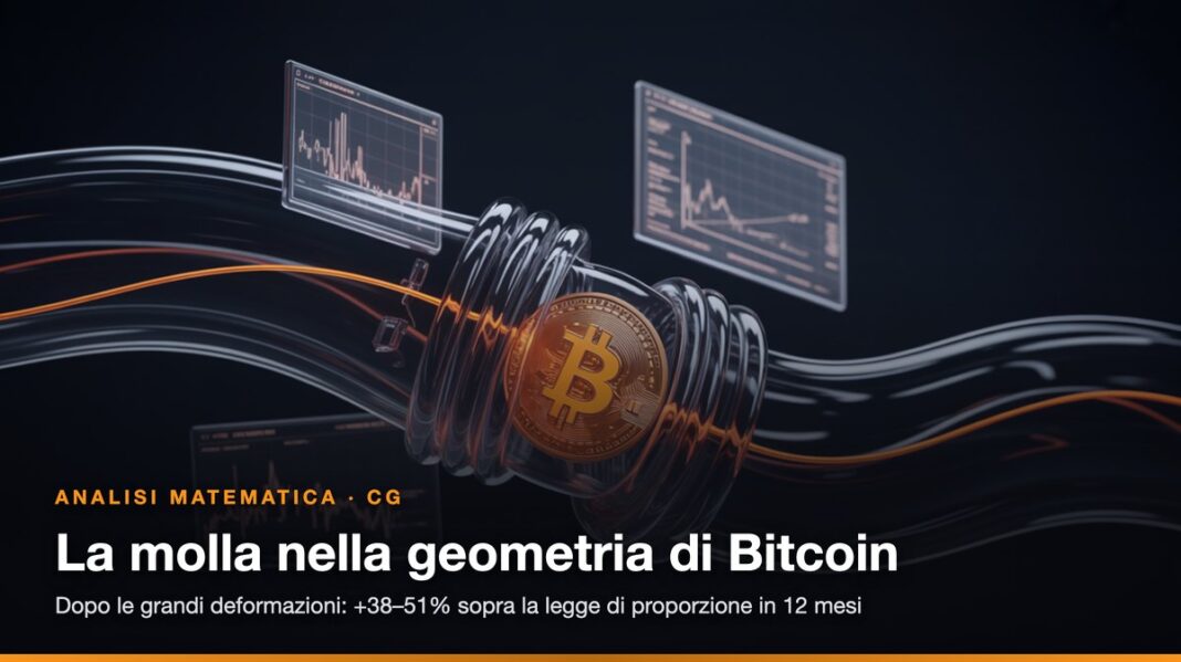 La molla nella geometria di Bitcoin: il tubo elastico che si deforma attorno alla moneta