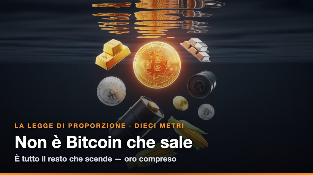 Non è Bitcoin che sale: è tutto il resto che scende — legge di proporzione su dieci metri